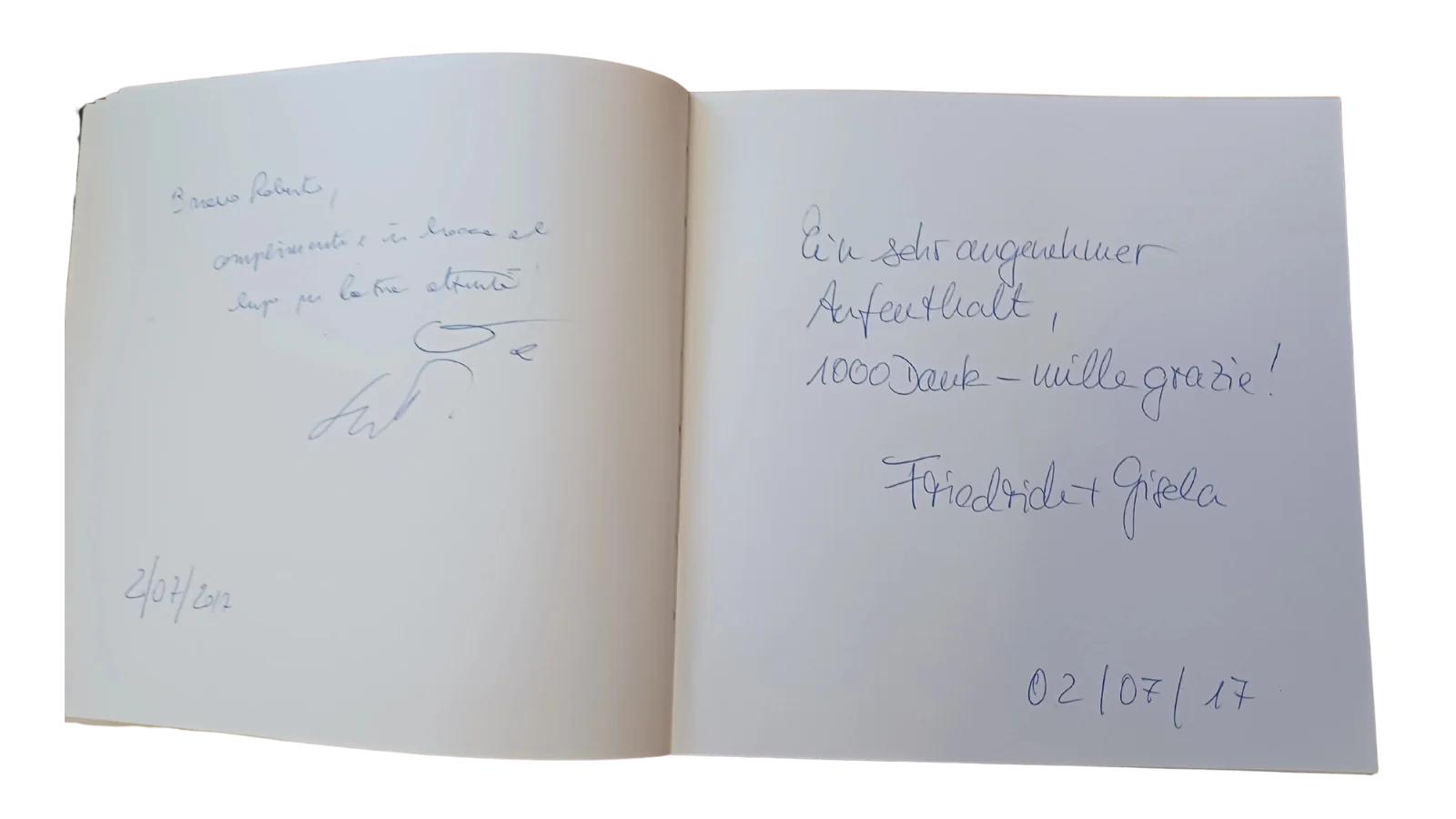 Doppia pagina con un grazie in tedesco, mille grazie, del luglio 2017
