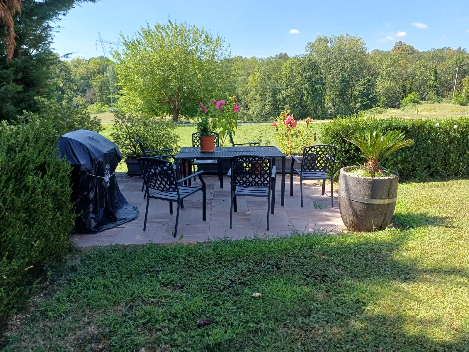 Il patio con il tavolo e il barbecue